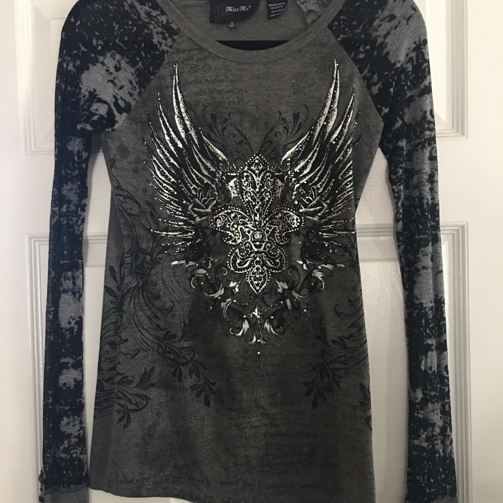 Miss Me Long Sleeve Bling Blouse